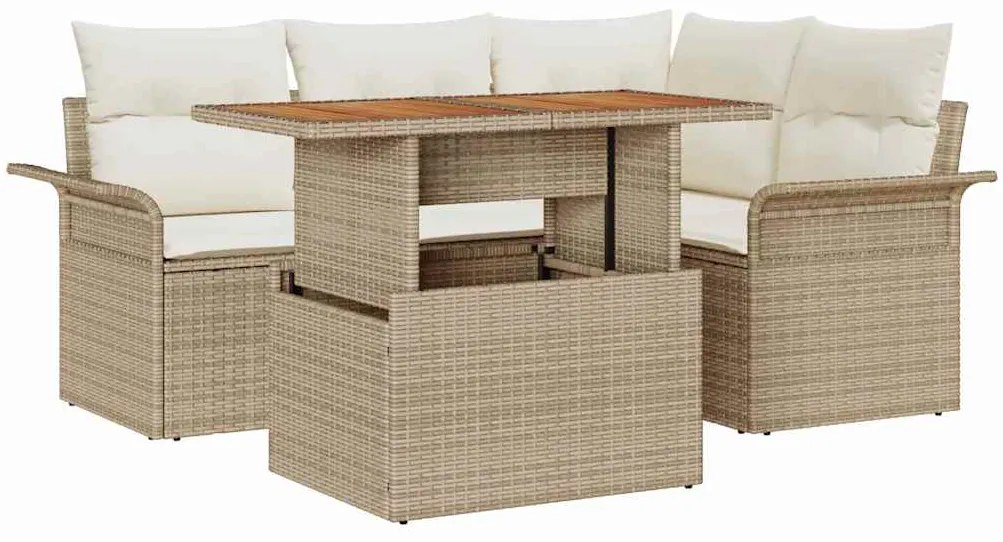 vidaXL Σετ Καναπέ Κήπου 5 pcs μπεζ και κρεμ 100 x 55 x 73 εκ