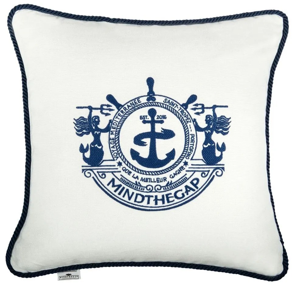 Μαξιλάρι Διακοσμητικό (Με Γέμιση) Voyage Lc40105 50X50Cm White-Blue Mindthegap 50Χ50 Feather