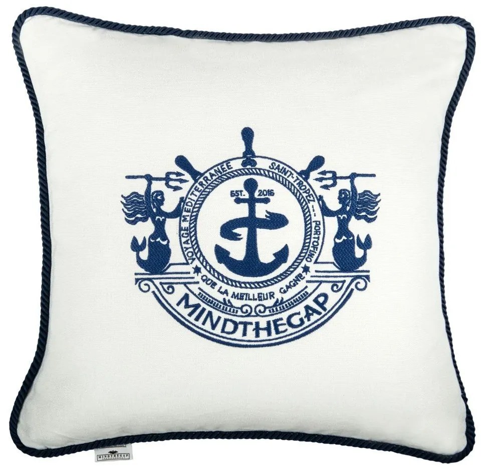 Μαξιλάρι Διακοσμητικό (Με Γέμιση) Voyage Lc40105 50X50Cm White-Blue Mindthegap 50Χ50 Πούπουλο-Φτερό