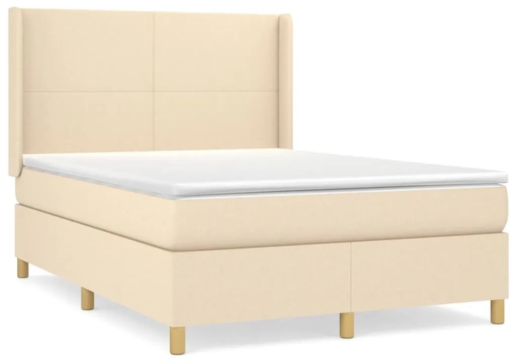 Κρεβάτι Boxspring με Στρώμα Κρεμ 140x200 εκ. Υφασμάτινο - Κρεμ