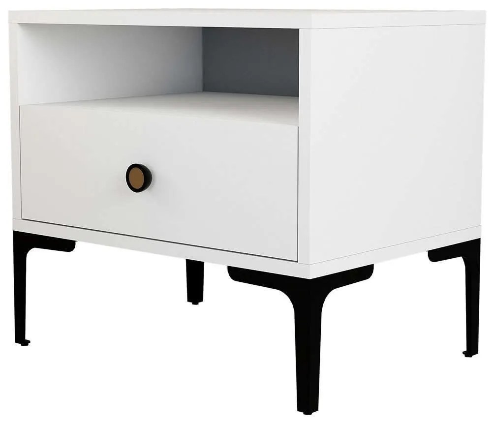 Κομοδίνο Lizbon 845HCT2507 56x40x50,8cm White-Black