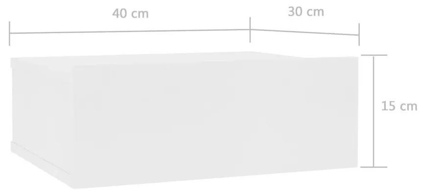 Κομοδίνα Κρεμαστά 2 τεμ. Λευκά 40 x 30 x 15 εκ. από Μοριοσανίδα - Λευκό