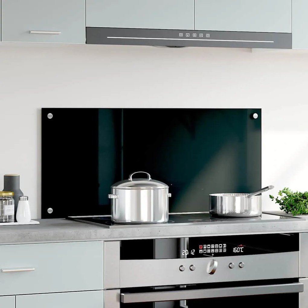 vidaXL Πλάτη Κουζίνας Μαύρη 90 x 40 εκ. από Ψημένο Γυαλί