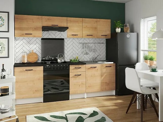 Σετ κουζίνας Boston 421, 240x45cm, 70 kg, Πλαστικοποιημένη μοριοσανίδα | Epipla1.gr