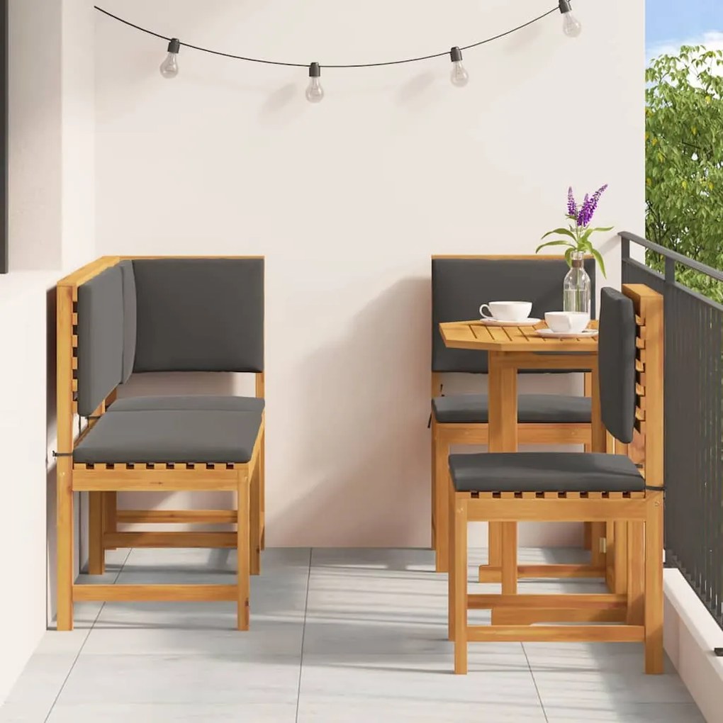 vidaXL Σετ Μπιστρό Κήπου 4 pcs Καφέ Μασίφ ξύλο ακακίας