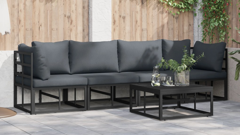 vidaXL Σετ Καναπέ Κήπου 4 pcs Μαύρο 283 x 71.5 x 71 εκ. Αλουμίνιο