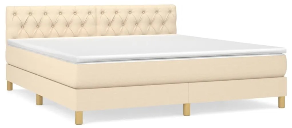 vidaXL Κρεβάτι Boxspring με Στρώμα Κρεμ 160x200 εκ. Υφασμάτινο