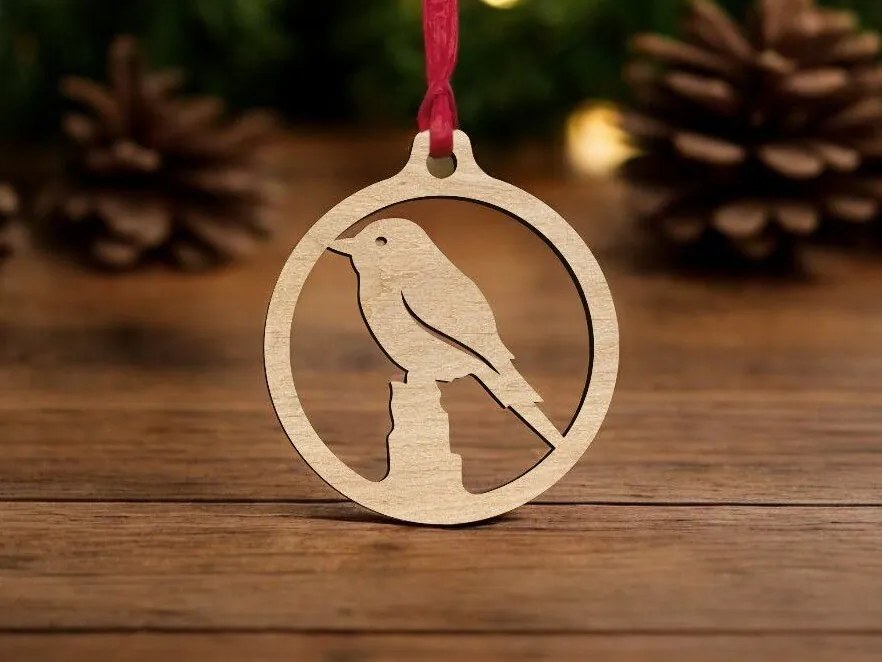 Intra απο ξύλο plywood 3mm-4mm πάχος – Χριστουγεννιάτικο μπιχλιμπίδι πουλιών 40x40 cm INTRAVECTRY-MY545482