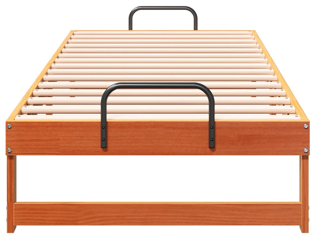 vidaXL Κρεβάτι με λαβές μεταφοράς Καφέ 80 x 200 cm Μασίφ ξύλο πεύκου