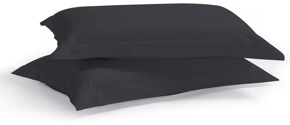 Μαξιλαροθήκες Satin Plain (Σετ 2τμχ) Black Aslanis Home 50Χ70 100% Cotton Satin