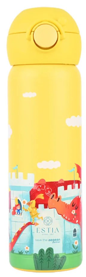 Θερμός Παιδικό Ανοξείδωτο Με Καλαμάκι Fortress Dragon 500ml-7,9x6,6x20,3εκ. Save The Aegean Estia 01-33149