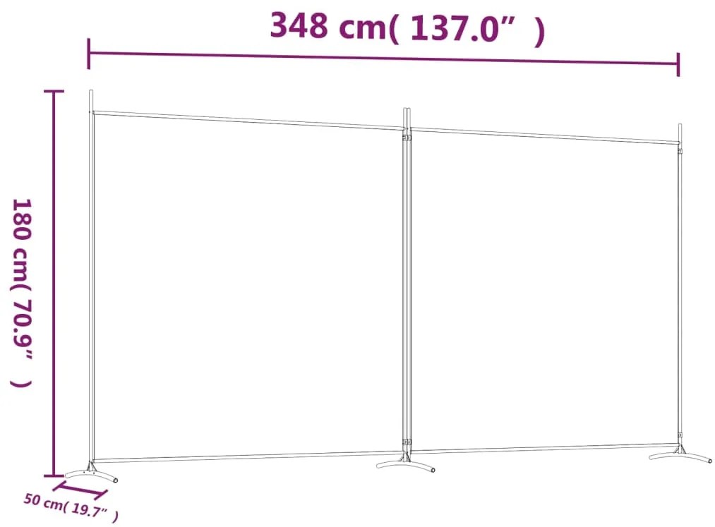 Διαχωριστικό Δωματίου με 2 Πάνελ Καφέ 348x180 εκ. από Ύφασμα - Καφέ