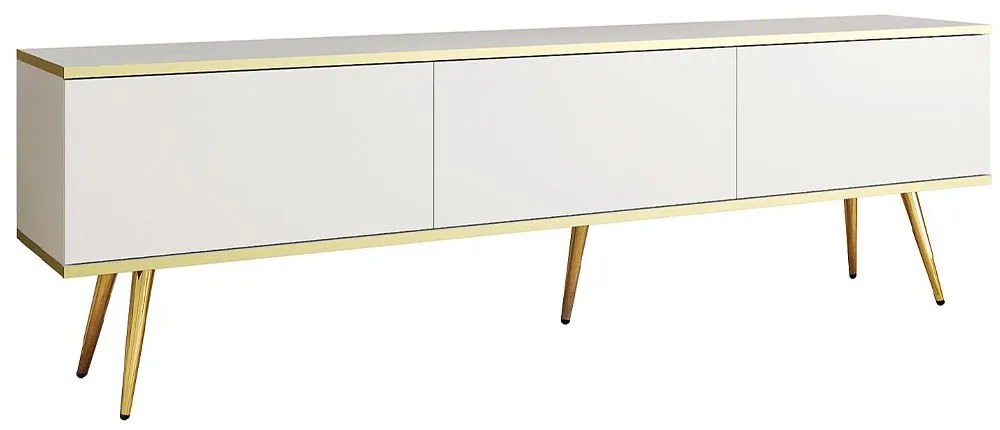Έπιπλο Τηλεόρασης Oro BTVb+GL 175x32x53cm White-Gold