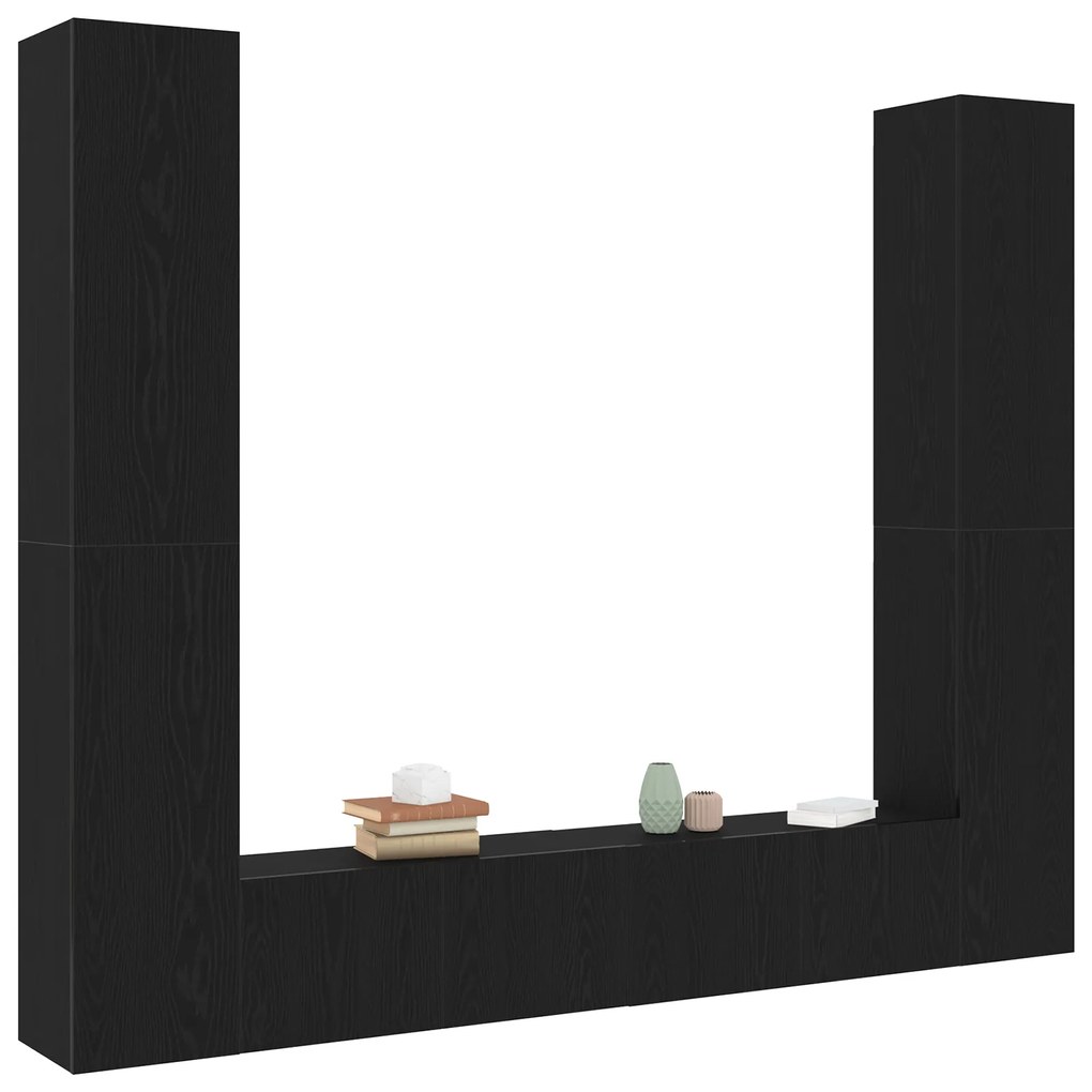 vidaXL Ντουλάπι TV 6 pcs Μαύρο 80 x 30 x 30 εκ Επεξεργασμένο ξύλο