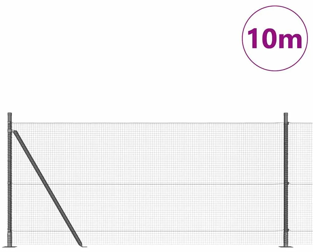 vidaXL Στύλος Περιφράξεων Γκρι 10 x 1 μ (16 x 16 mm πλέγμα) Ατσάλι