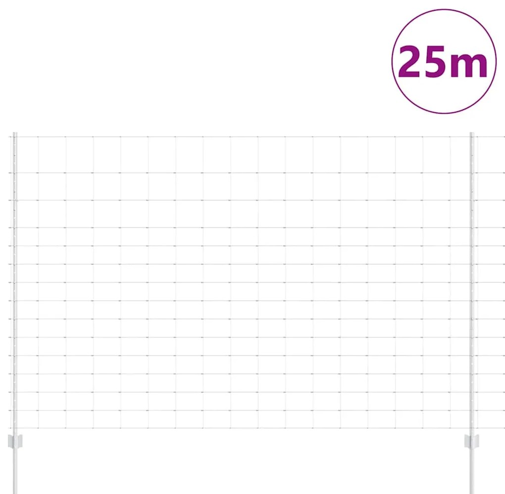vidaXL Φράχτης με Στήλες. Ασημί 1.6 x 25 m Ατσάλι