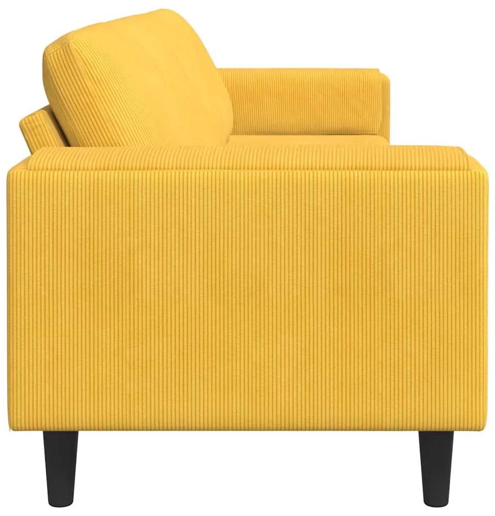 vidaXL Καναπές Απαλό Κίτρινο 250 x 77 x 76 εκ. Υφασμάτινο Κορντουρά