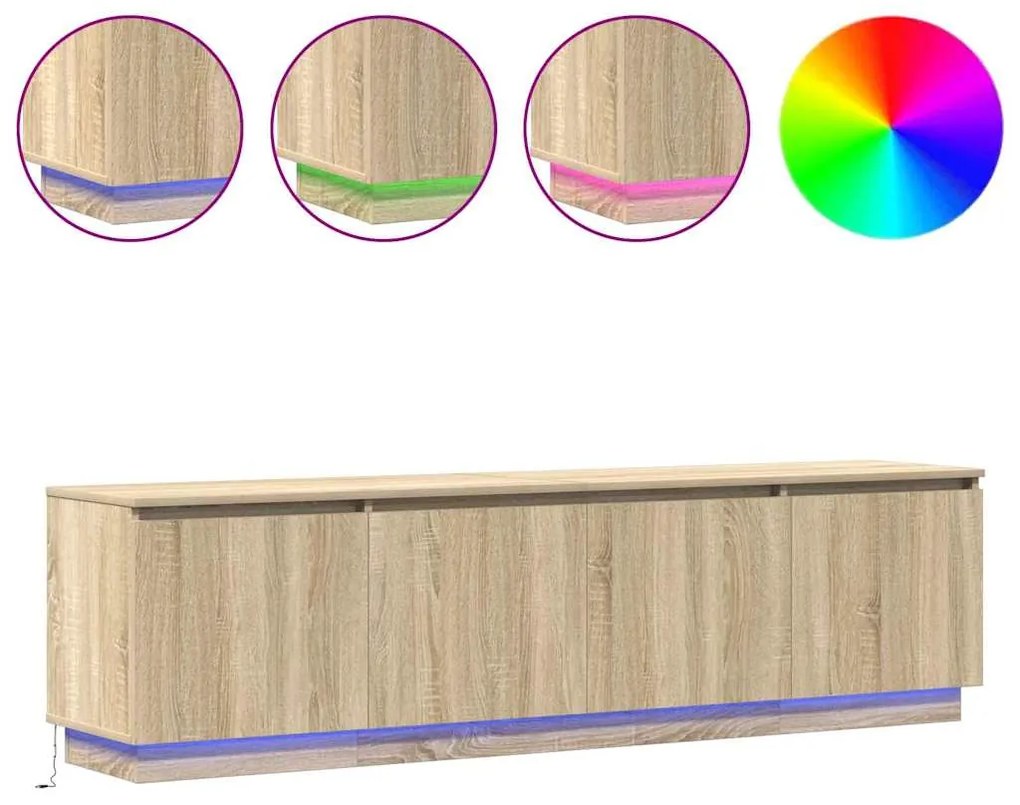 vidaXL Βιτρίνα τηλεόρασης με LED Sonoma Δρυς 180 x 38 x 49 εκ