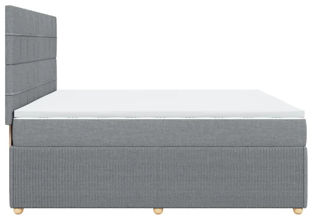 vidaXL Κρεβάτι Boxspring με Στρώμα Ανοιχτό Γκρι 200x200 εκ. Υφασμάτινο