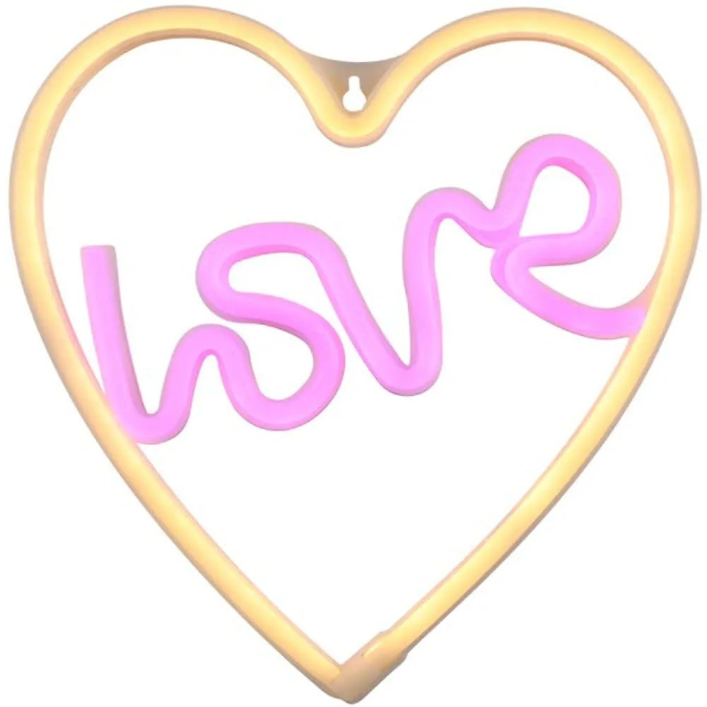 Διακοσμητικό Φωτιστικό Τοίχου Love &amp; Heart 78591 23x1,4x23cm Led 5W 2700K Pink-Yellow GloboStar