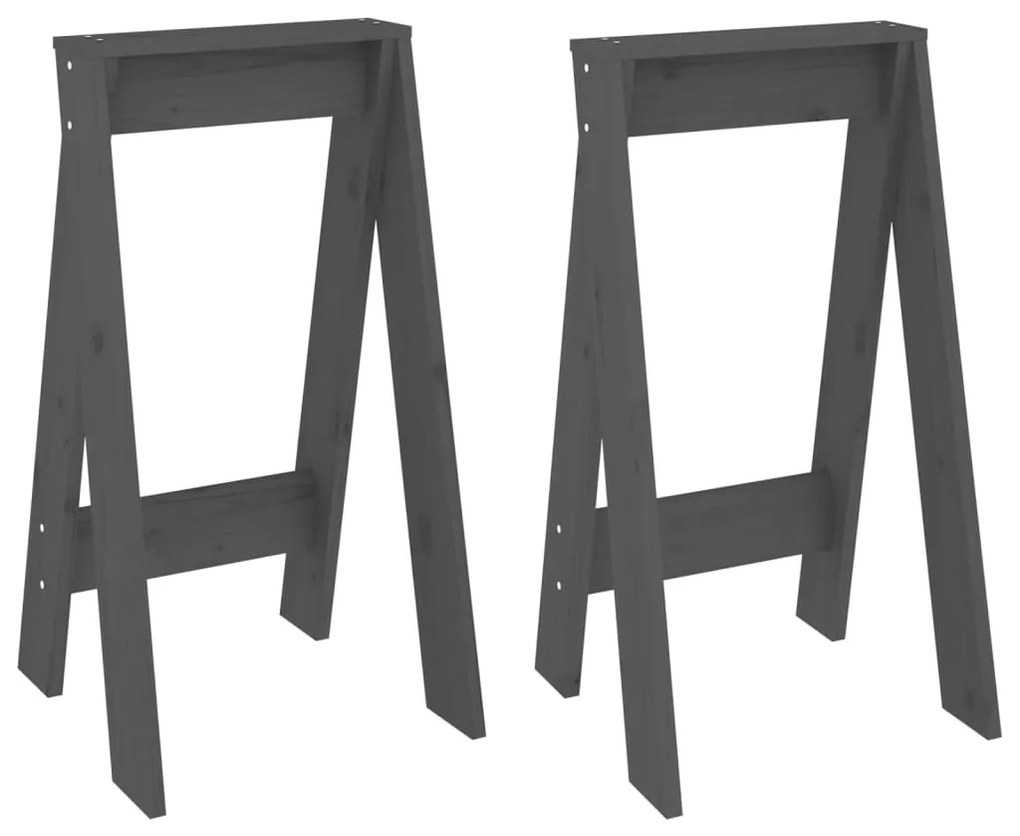 vidaXL Σκαμπό 2 Τεμ. Γκρι 40x40x75 εκ. από Μασίφ Ξύλο Πεύκου