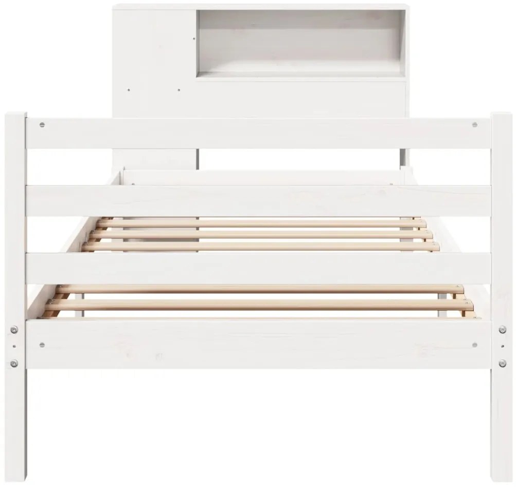 vidaXL Κρεβάτι Βιβλιοθήκη Χωρίς Στρώμα Λευκό 75x190 εκ Μασίφ Πεύκο