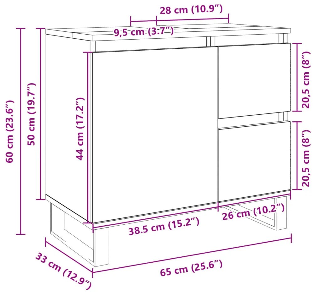 ΝΤΟΥΛΑΠΙ ΜΠΑΝΙΟΥ SONOMA ΔΡΥΣ 65X33X60 ΕΚ. ΕΠΕΞΕΡΓΑΣΜΕΝΟ ΞΥΛΟ 849678