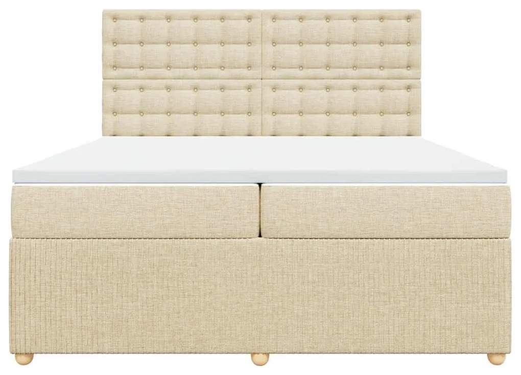 vidaXL Κρεβάτι Boxspring με Στρώμα Κρεμ 200x200 εκ. Υφασμάτινο