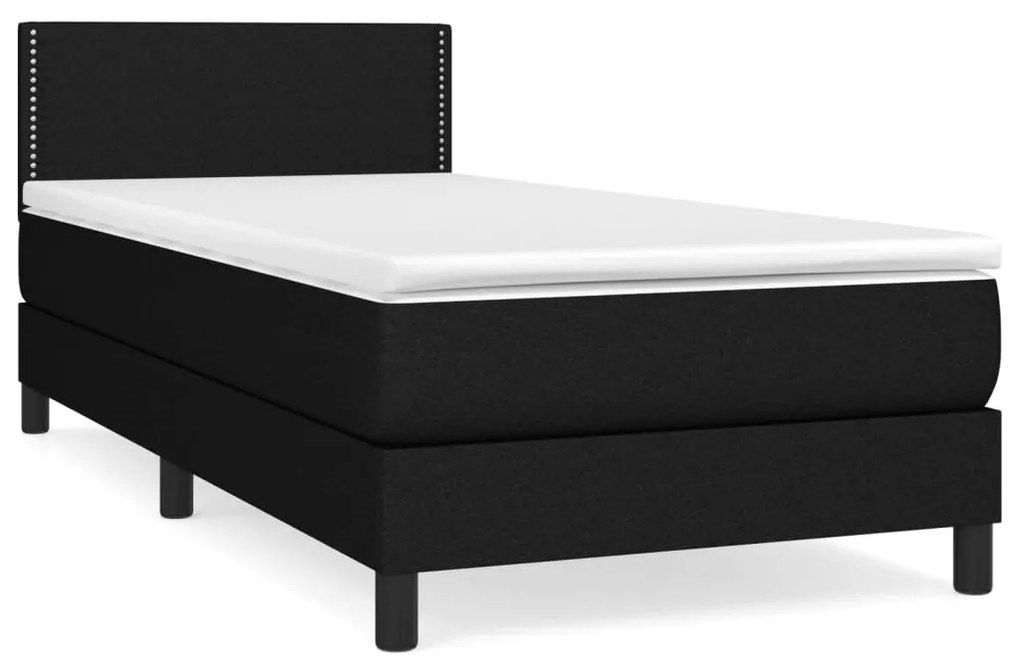 vidaXL Κρεβάτι Boxspring με Στρώμα Μαύρο 90x190 εκ.Υφασμάτινο