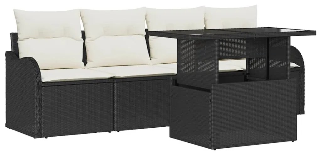 vidaXL Σετ Καναπέ Κήπου με μαξιλάρι 5 pcs Μαύρο Πολυ ράταν