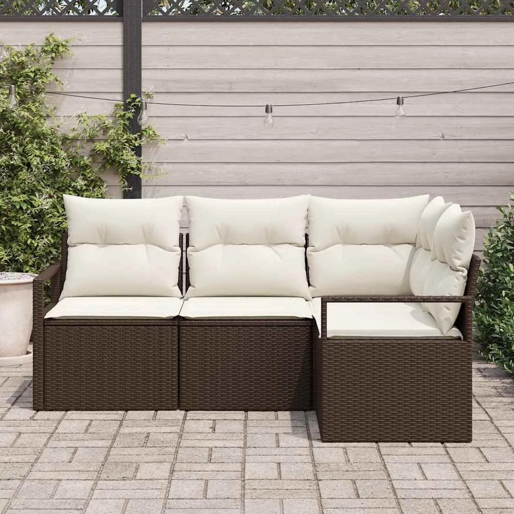 vidaXL Σετ Καναπέ Κήπου 4 pcs Καφέ Πολυ ράταν