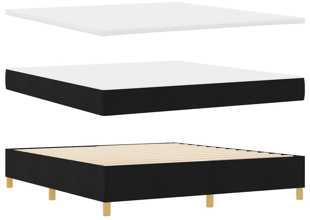 vidaXL Κρεβάτι Box Spring με Στρώμα & LED Μαύρο 180x200 εκ Υφασμά