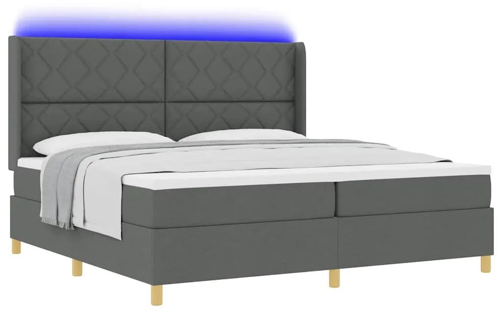 vidaXL Κρεβάτι με ελατήρια με στρώμα Γκρι 200 x 200 cm ύφασμα