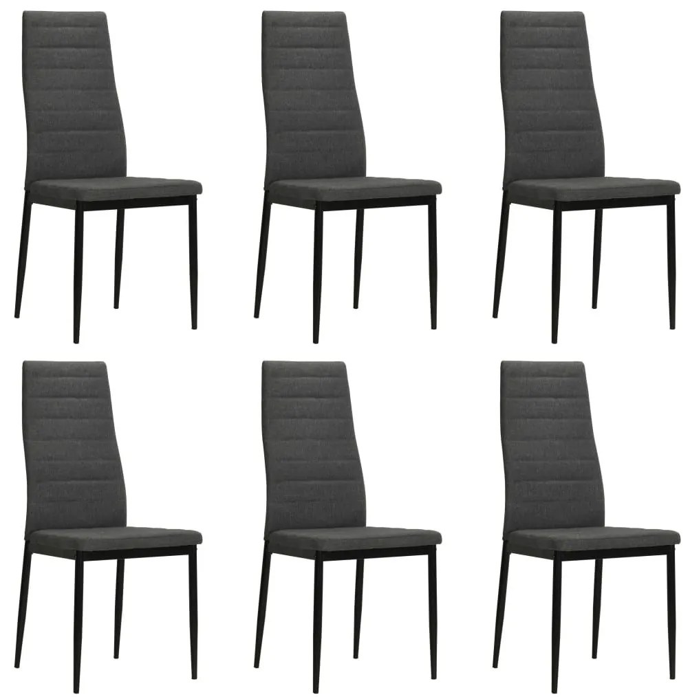 Καρέκλες Τραπεζαρίας 6 τεμ. Σκούρο Γκρι Υφασμάτινες - Γκρι