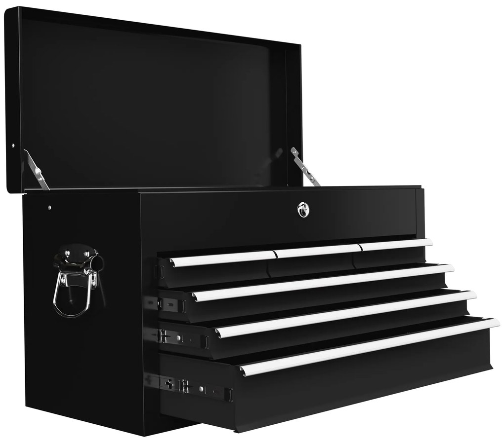 HOMCOM Κιβώτιο εργαλείων, κλειδωμένο, 3 συρτάρια, ατσάλινο περίβλημα, 60x26x34cm, Μαύρο