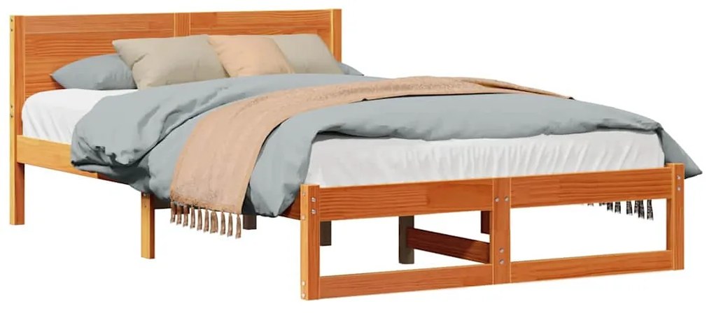 vidaXL Σκελετός Κρεβατιού Καφέ 120 x 190 cm Μασίφ ξύλο πεύκου