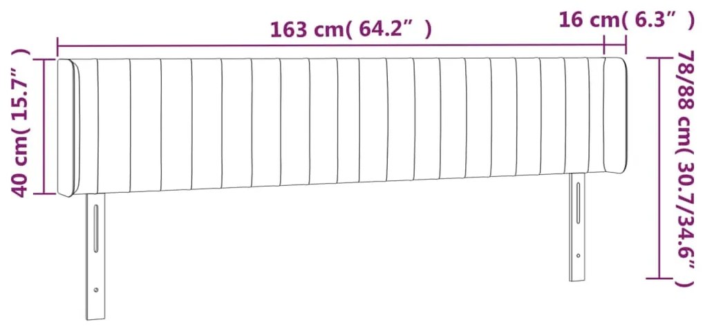 Κεφαλάρι Κρεβατιού LED Σκούρο Γκρι 163x16x78/88 εκ. Βελούδινο 3123529
