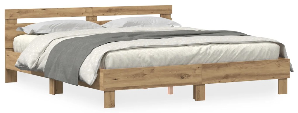 vidaXL Σκελετός Κρεβατιού artisan δρυς 200 x 200 cm Επεξεργασμένο ξύλο