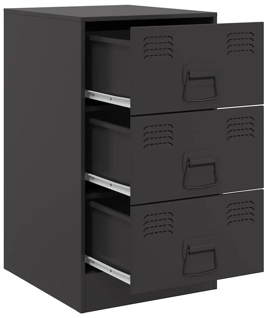 vidaXL Κομοδίνα 2 τεμ. Μαύρα 34,5x39x62 εκ. από Χάλυβα