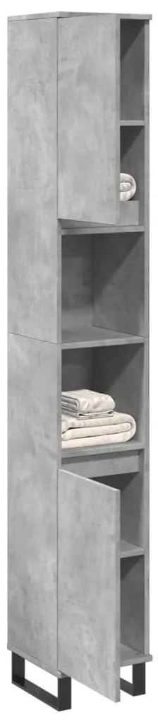 vidaXL Ντουλάπι Μπάνιου Γκρι Σκυροδέματος 30x30x190 εκ. Επεξ. Ξύλο