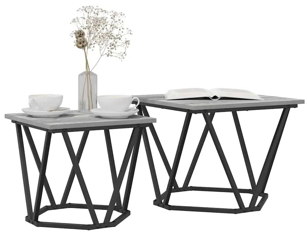 vidaXL Σετ βοηθητικά τραπεζάκια 2 pcs Γκρι sonoma 50 x 50 x 40 cm