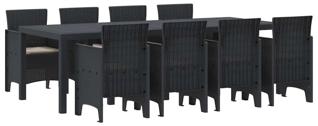 vidaXL Σέτ φαγητού για κήπο 9 pcs Ανθρακί Rattan Polt