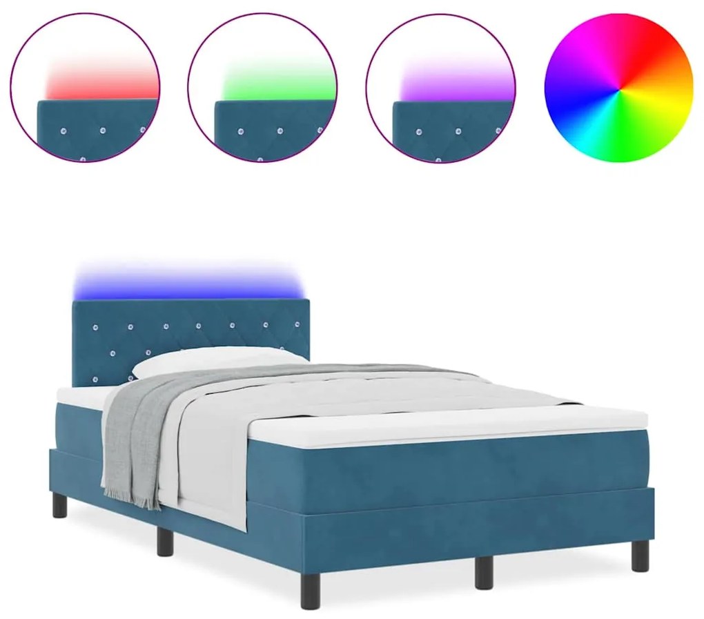 vidaXL Κρεβάτι με ελατήρια Σκούρο Μπλε 120 x 190 cm Βελούδο