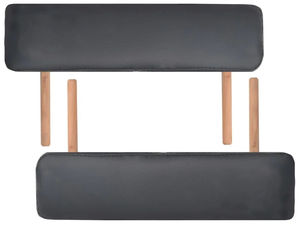 vidaXL Κρεβάτι Μασάζ 3 Θέσεων Πτυσσόμενο Μαύρο Πάχος 10 εκ. και Σκαμπό