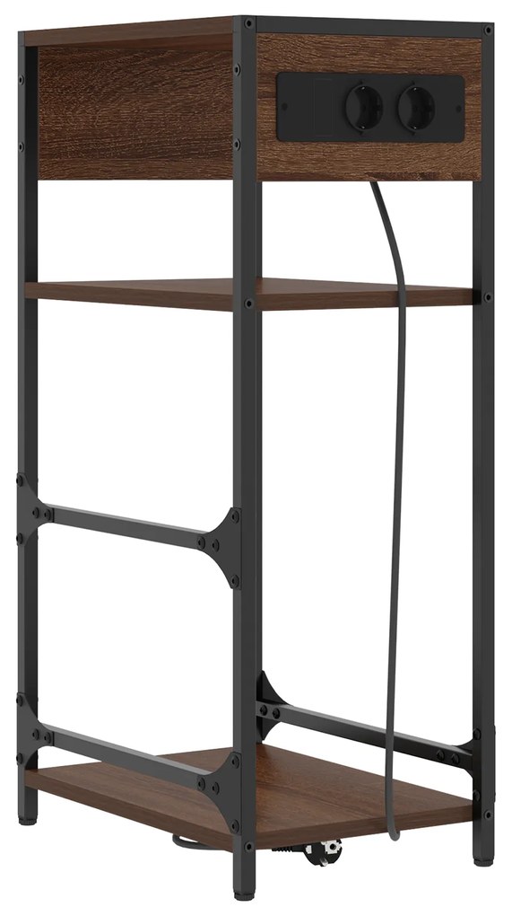 vidaXL Κομοδίνο Καφέ δρυς 40 x 27 x 76 εκ Επεξεργασμένο ξύλο