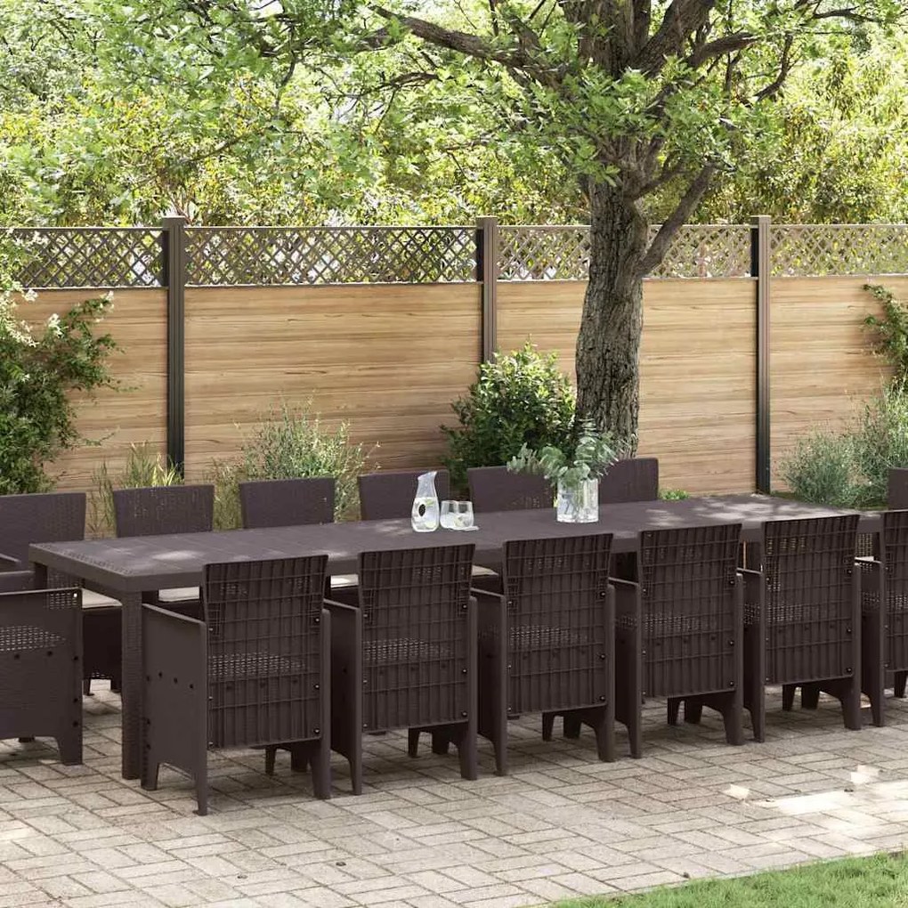 vidaXL Σέτ φαγητού για κήπο 15 pcs Καφέ Rattan Polt