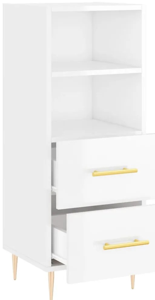 vidaXL Ντουλάπι Γυαλιστερό Λευκό 34,5x34x90 εκ. Επεξεργασμένο Ξύλο