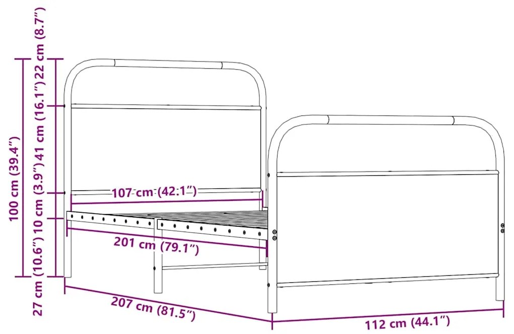 Πλαίσιο Κρεβατιού Χωρ. Στρώμα Sonoma Δρυς 107x203 εκ Επ. Ξύλο - Καφέ