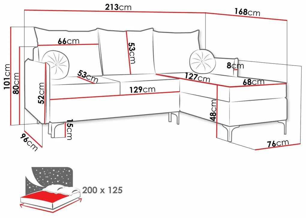 Γωνιακός Καναπές Clovis 112, Λειτουργία ύπνου, Κρεμ, Αποθηκευτικός χώρος, 213x168x101cm, 110 kg, Πόδια: Μέταλλο, Ξύλο: Πεύκο | Epipla1.gr