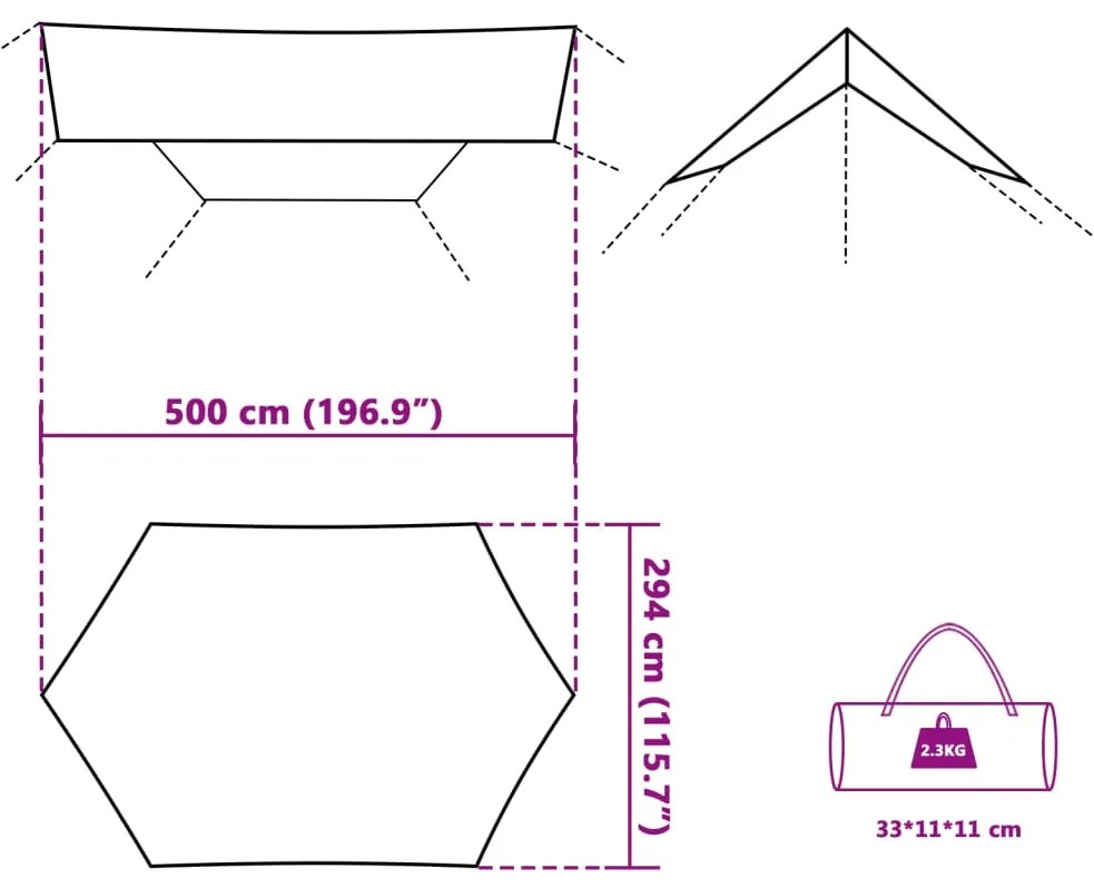 Μουσαμάς Κάμπινγκ Αδιάβροχος Πράσινος 500x294 εκ. - Πράσινο